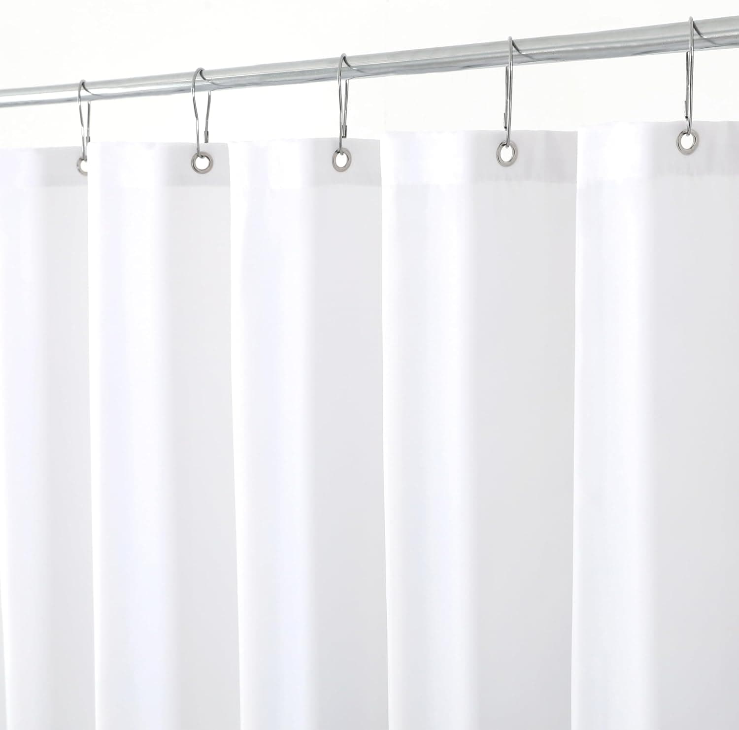 Biscaynebay Extra Long Fabric Shower Curtain Liner 72 Inch Width by 84 Inch Length, White Water Resistant Bath