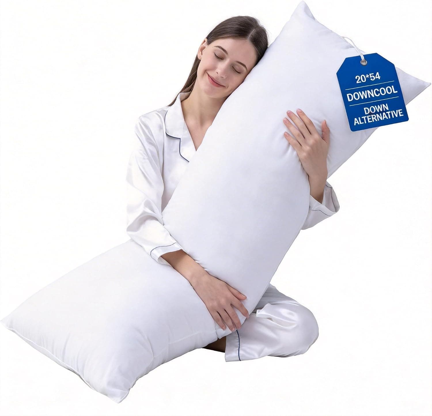 DOWNCOOL Large Body Pillow Insert - Breathable Full Body Pillow for Side Sleeper 20x54, White